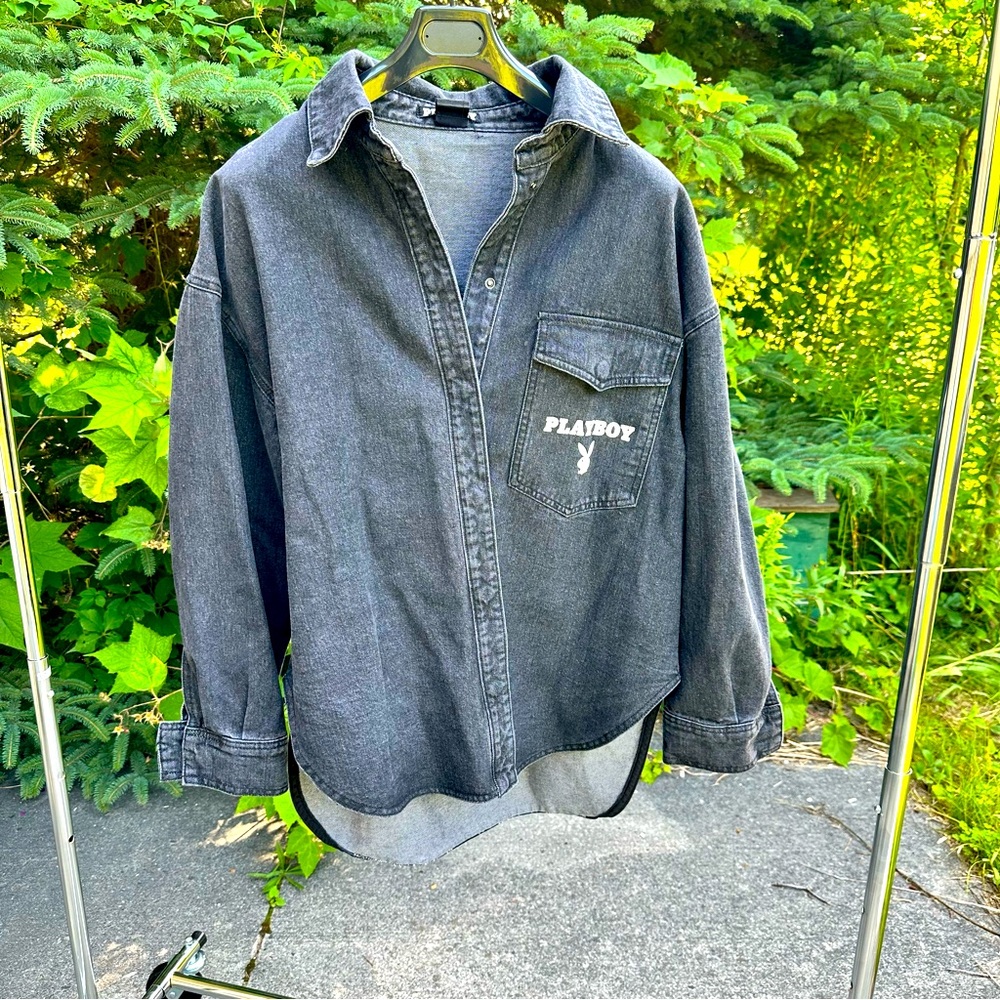 Oversized Playboy Denim Jacket Size M